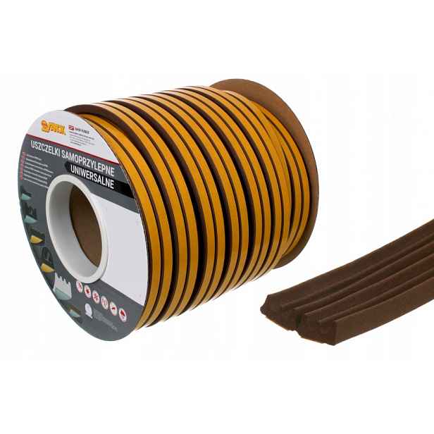 Gumové těsnění Epdm samolepicí typ E 9x4 mm bronz role 150 m