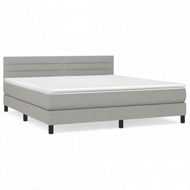 vidaXL Box spring postel s matrací světle šedá 160 x 200 cm textil