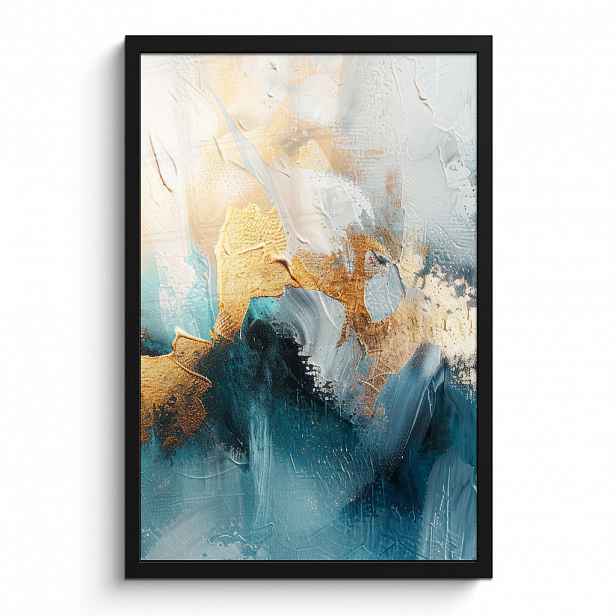 MuchoWow PLAKÁT V RÁMU Abstraktní - umění - zlatá - modrá 40x60 cm
