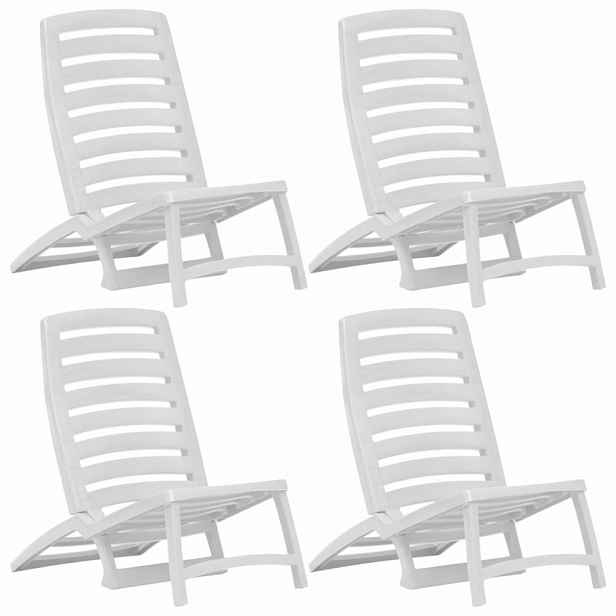 Skládací plážové židle 4 ks plast Bílá
