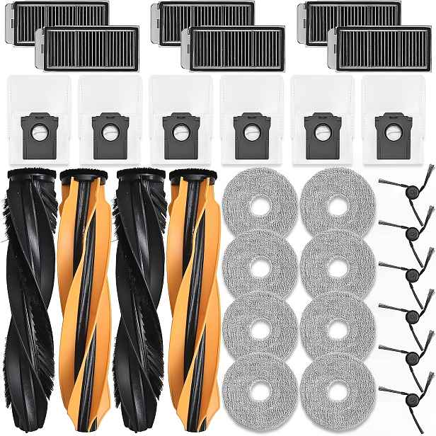 TEMU 30 ks náhradních dílů příslušenství vhodné pro robotické vysavače X50 Ultra/L50 Ultra/L40S V50 Ultra. 4 hlavní kartáče, 6 filtrů, 6 prachových