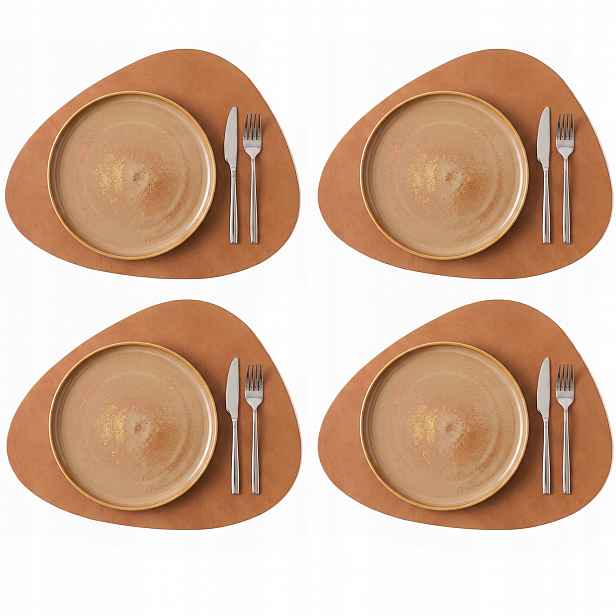 4x Kožená Podložka Na Stůl Podložka Baltan Home Tear L 47x37 cm hnědá