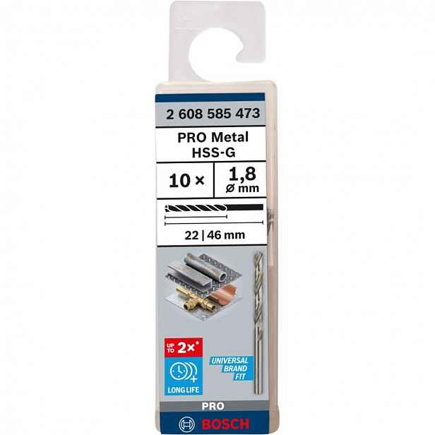 Bosch - Sada vrtáků do kovu, 1,8x46 mm, 10 ks 2608585473