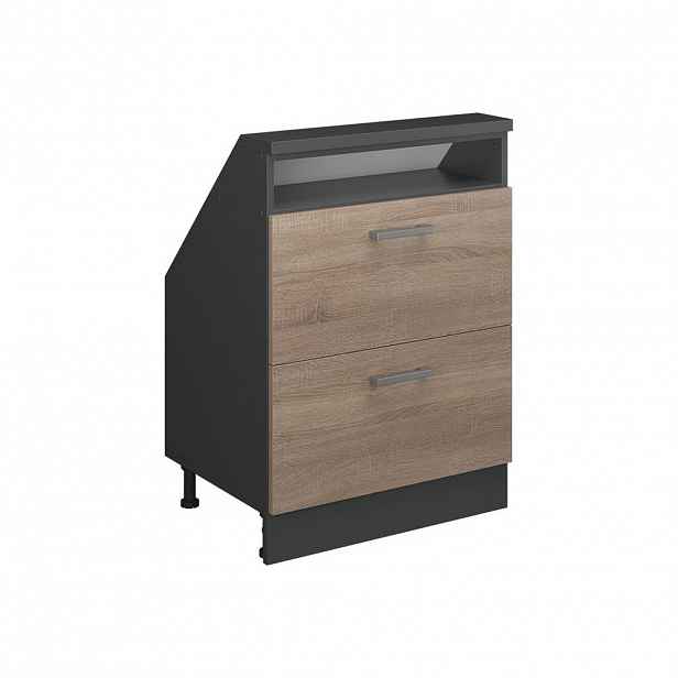 Vicco KUCHYŇSKÁ SKŘÍŇKA POD ŠIKMOU STŘECHU R-Line Sonoma 60 cm se 2 zásuvkami