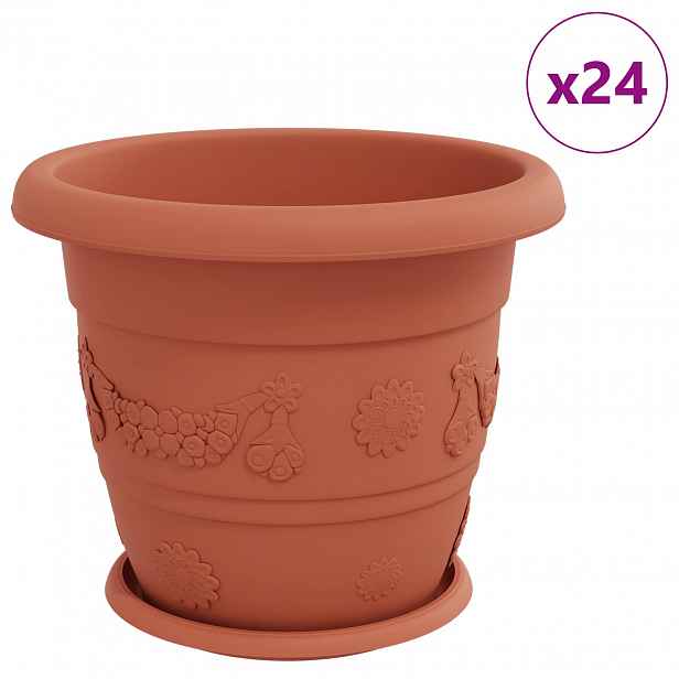 vidaXL Květináče 24 ks Cihlově červená Ø 34 x 28 cm Plast