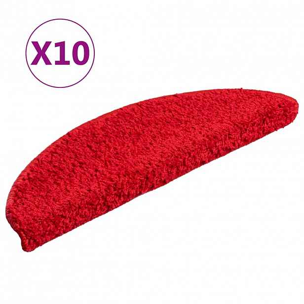 vidaXL Schodové rohože 10 ks 56 x 17 x 3 cm červené, půlkulaté