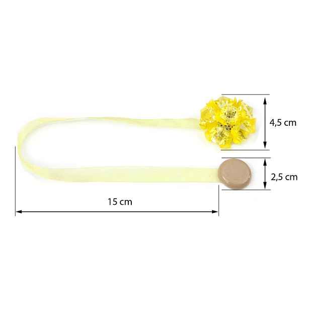 Dekorační ozdobná spona na záclony a závěsy s magnetem MARTINA, žlutá, Ø 4,5 cm Mybesthome cena za 2 ks v balení