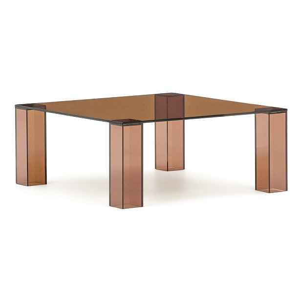 Hnědý skleněný konferenční stolek 85x85 cm Adularia – Kave Home