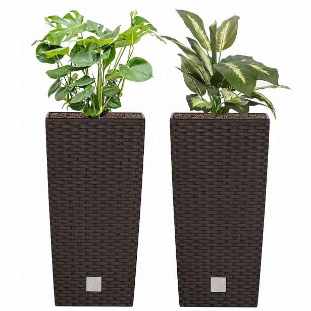 Sada 2x Květináč 22,5x22,5x42,1 cm, vložka 8 l, umbra
