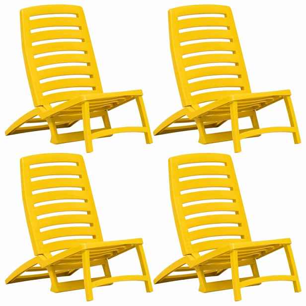 Skládací plážové židle 4 ks plast Žlutá