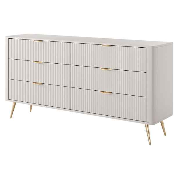 MASSENO KOMODA LANTANA, 163/81/38 cm s 6 zásuvkami, béžová
