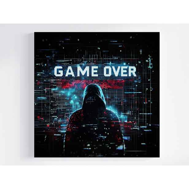 Obraz Na Plátně Canvas Game Over Gaming Hacker Cyberpunk Neon Dark 50x50