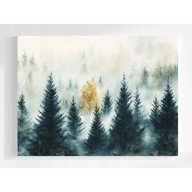 Obraz Na Plátně Canvas Krajina Hory Les Stromy Smrkové Mlha Podzim 80x60