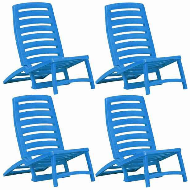 Skládací plážové židle 4 ks plast Modrá