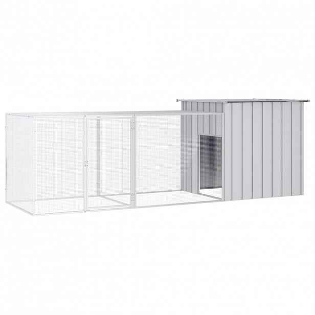 vidaXL Klec pro kuřata šedá 300 x 91 x 100 cm pozinkovaná ocel