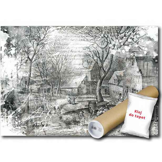 Vinylová Fototapeta Město Skica Retro 152x104