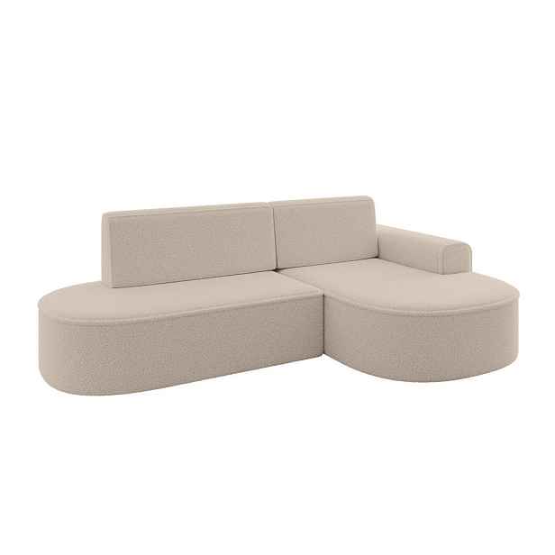 ALTDECOR ROHOVÁ SEDAČKA s funkcí spaní a otomanem, pravá MARI-L1-S 283x167x85 Tmavě béžová Buklé