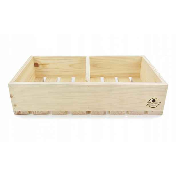 Dřevěná borovicová krabička s přepážkou 58x27 H11 cm Organizer, nádoba 15 mm