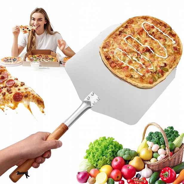Lopata Na Pizzu Špachtle Dlouhá Skládací 35.5 cm Nerezová Ocel Dřevo