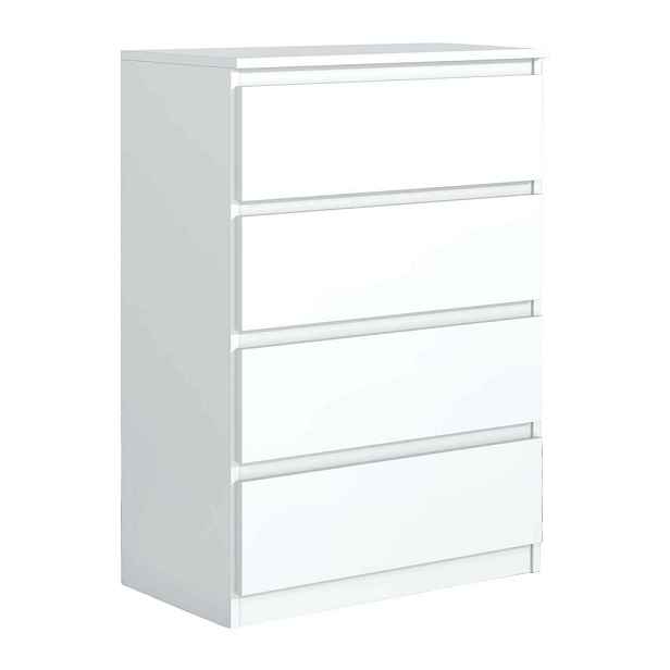 MASSENO KOMODA NUDO, 70/102/39 cm se 4 zásuvkami a dvířky, bílá