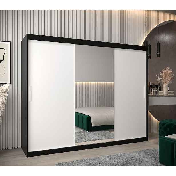 Skříň s posuvnými dveřmi v šířce 250 cm TIMEA 1 - černá / bílá