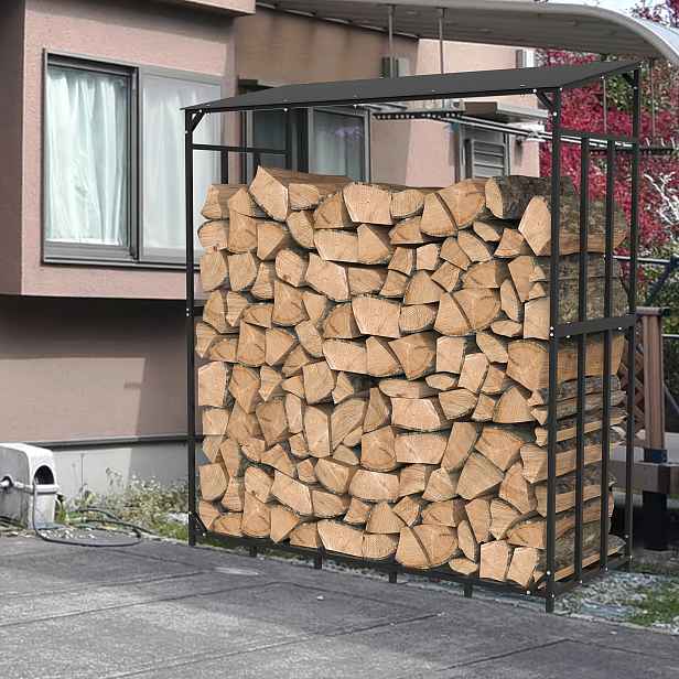 TEMU Robustní venkovní stojan na dřevo z odolné oceli
