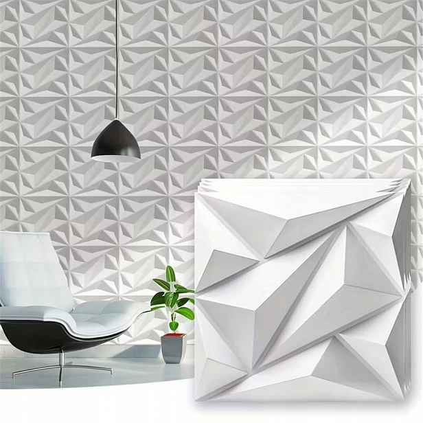 20 x Nástěnné Panely Bílé Stropní Kazety 3D Diamant Bílá 30x30 cm