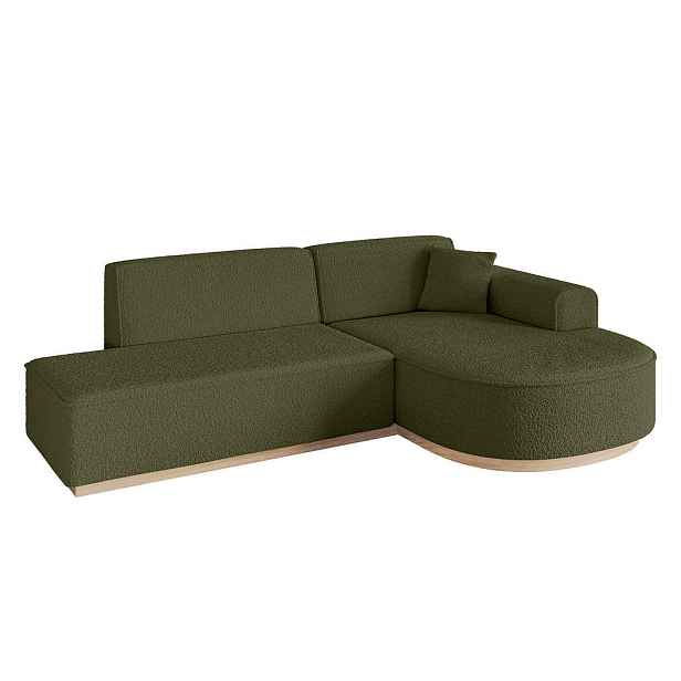 ALTDECOR ROHOVÁ SEDAČKA s otomanem, pravá ARRIO-L1 243x171x83 Zelená Buklé