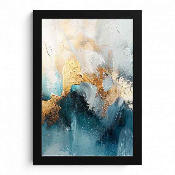 MuchoWow PLAKÁT V RÁMU Abstraktní - umění - zlatá - modrá 20x30 cm