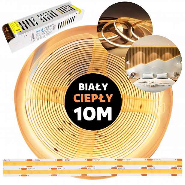 Pásek Led Cob kontinuální neonová linka s napájecím zdrojem bílý teplý 12V 10M