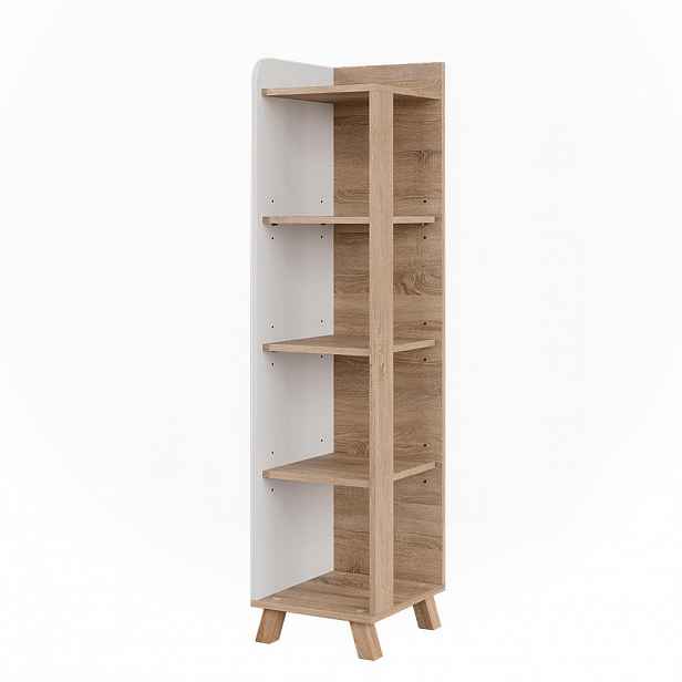 Vicco KOUPELNOVÁ POLIČKA Karen Sonoma/bílá 30 x 128 cm se 4 přihrádkami