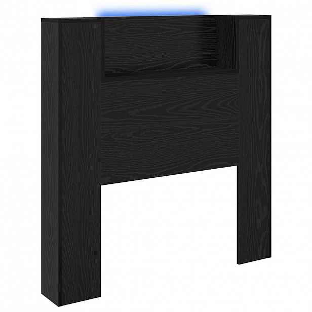 vidaXL Úložné čelo postele s LED Černý dub Kompozitní dřevo