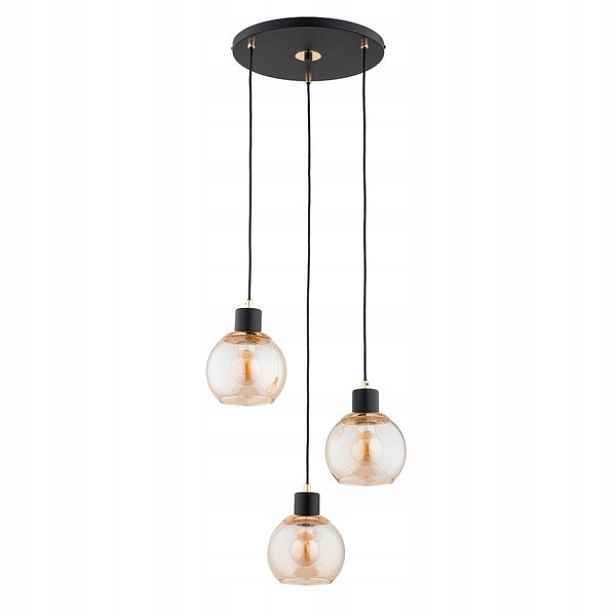 Závěsná lampa Alfa Derro 3xE27 Trojitá skleněná koule černá/zlatá 85 cm