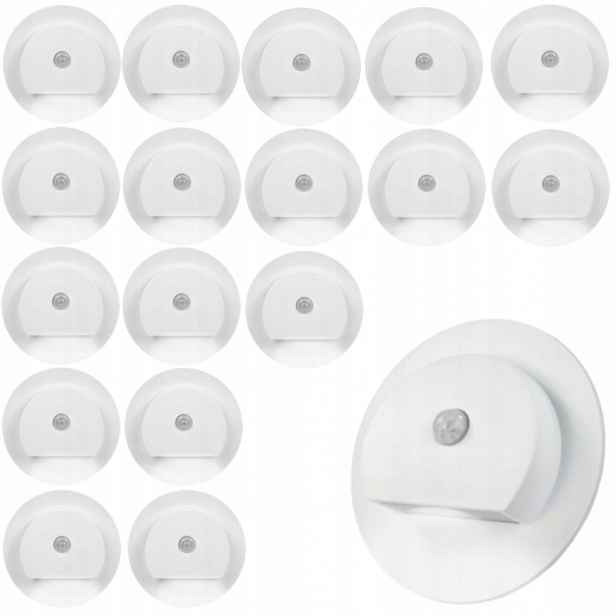 18X Schodišťová Lampa Bílá Led 230V Senzor Pohybu Soumraku Neutrální Barva