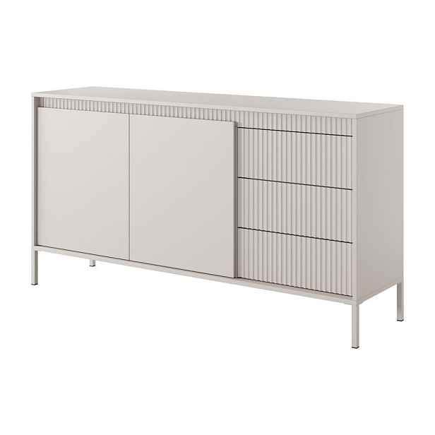 MASSENO KOMODA SENSATO, 154/81/40 cm se 3 zásuvkami a 2 dvířky, béžová