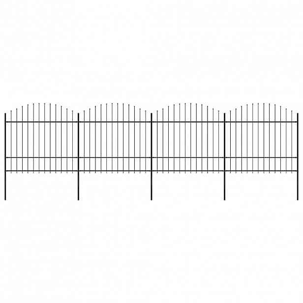 vidaXL Zahradní plot s kopím nahoře ocelový 671 x 175 cm černý