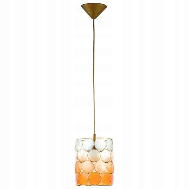 Závěsná lampa Alfa Circolo Mosazná E27 15W Oranžové stínítko
