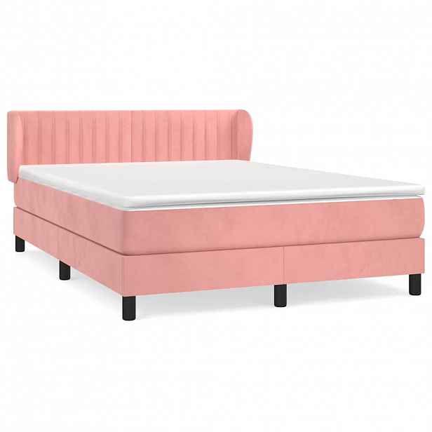 vidaXL Box spring postel s matrací růžová 140x190 cm samet