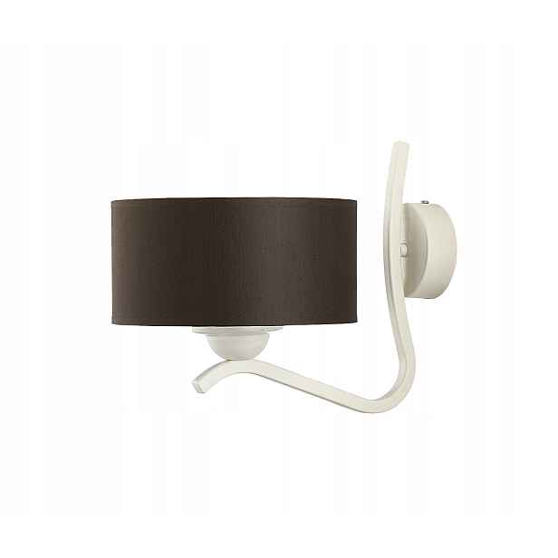 Bílá nástěnná lampa s hnědým stínítkem E27 15W Jupiter Kašmír