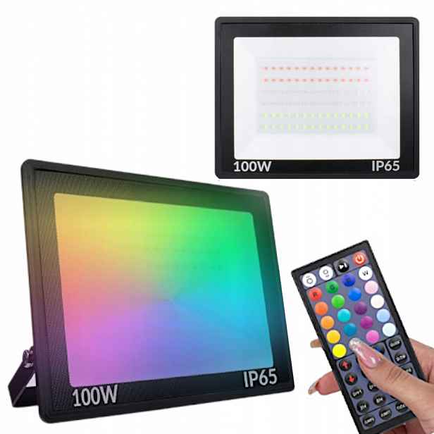 Halogenový Led Zářič Rgb 100W IP65 S Dálkovým Ovládáním, Fasádní Lampa Na Zeď