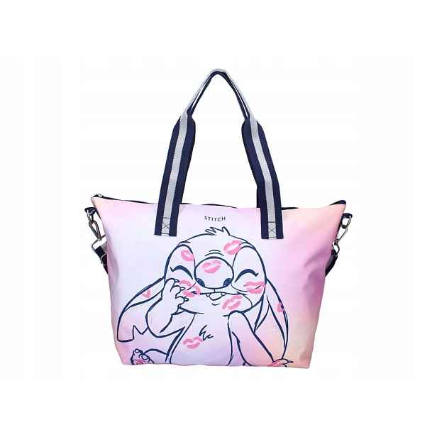 Nákupní taška růžová s polibky, Stitch