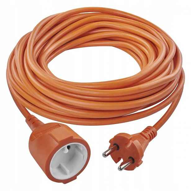 Prodlužovací Kabel pro sekačku na trávu 1 zásuvka bez uzemnění 15 m oranžový