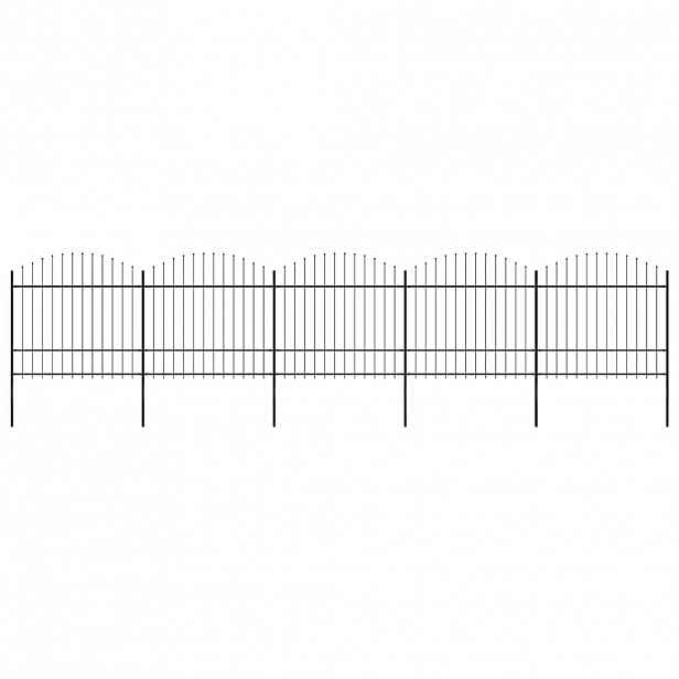 vidaXL Zahradní plot s kopím nahoře ocelový 838 x 175 cm černý