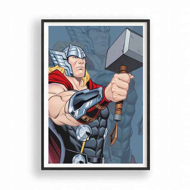 Plakát Thor Avengers v černém dřevěném Rámeček 30x42 cm