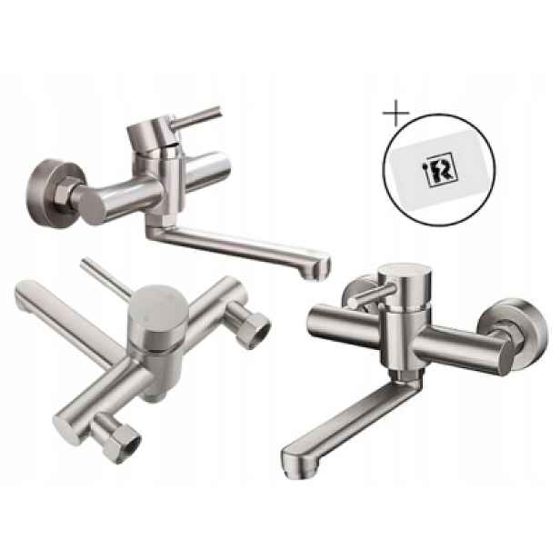 Kuchyňský nástěnný kohoutek chrom nerezová ocel 304 otočný 18 cm