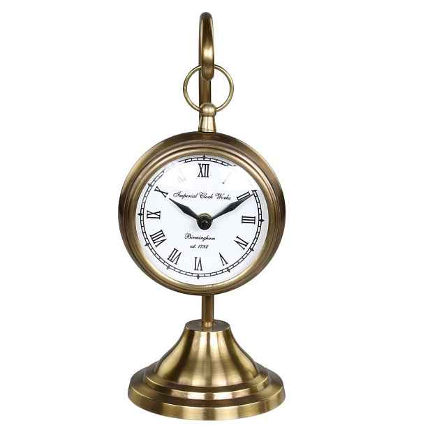 Mosazné antik závěsné stolní hodiny Clock Works  – 11*30 cm / 1*AA Chic Antique