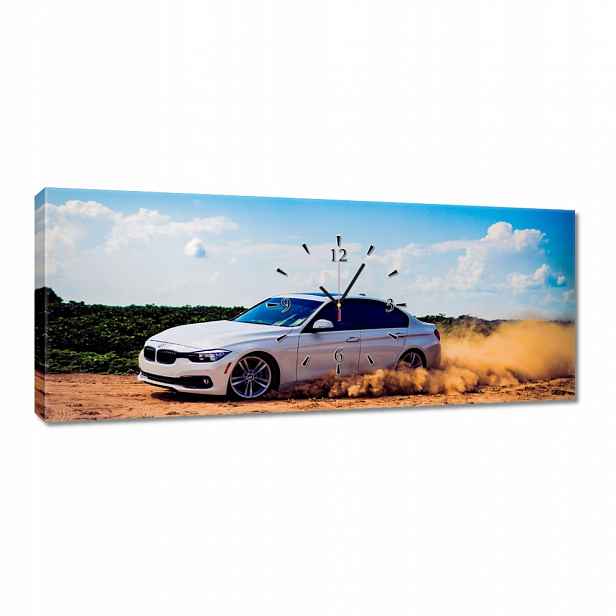 Nástěnné hodiny 100x40 Bmw Drift na písku