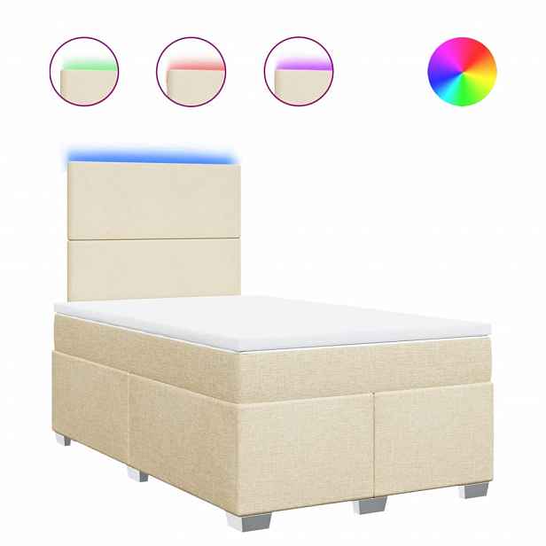 vidaXL Box spring postel s matrací krémová 120x200 cm textil