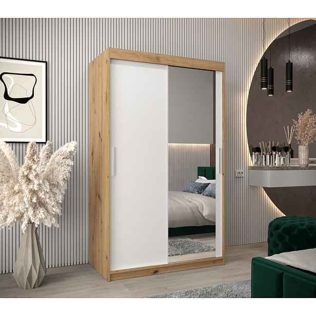 Skříň s posuvnými dveřmi v šířce 120 cm TIMEA 2 - dub artisan / bílá