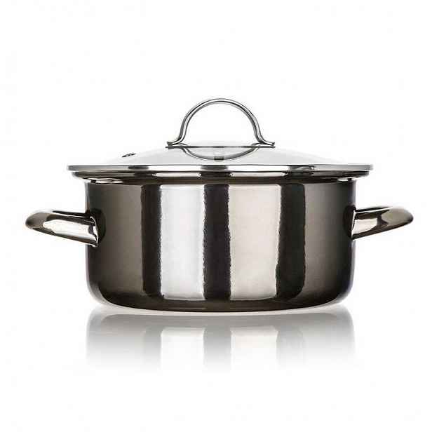 Smaltovaný hrnec s poklicí METALLIC Black 2 l